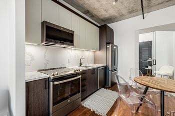 Kitchen with stainless steel appliances